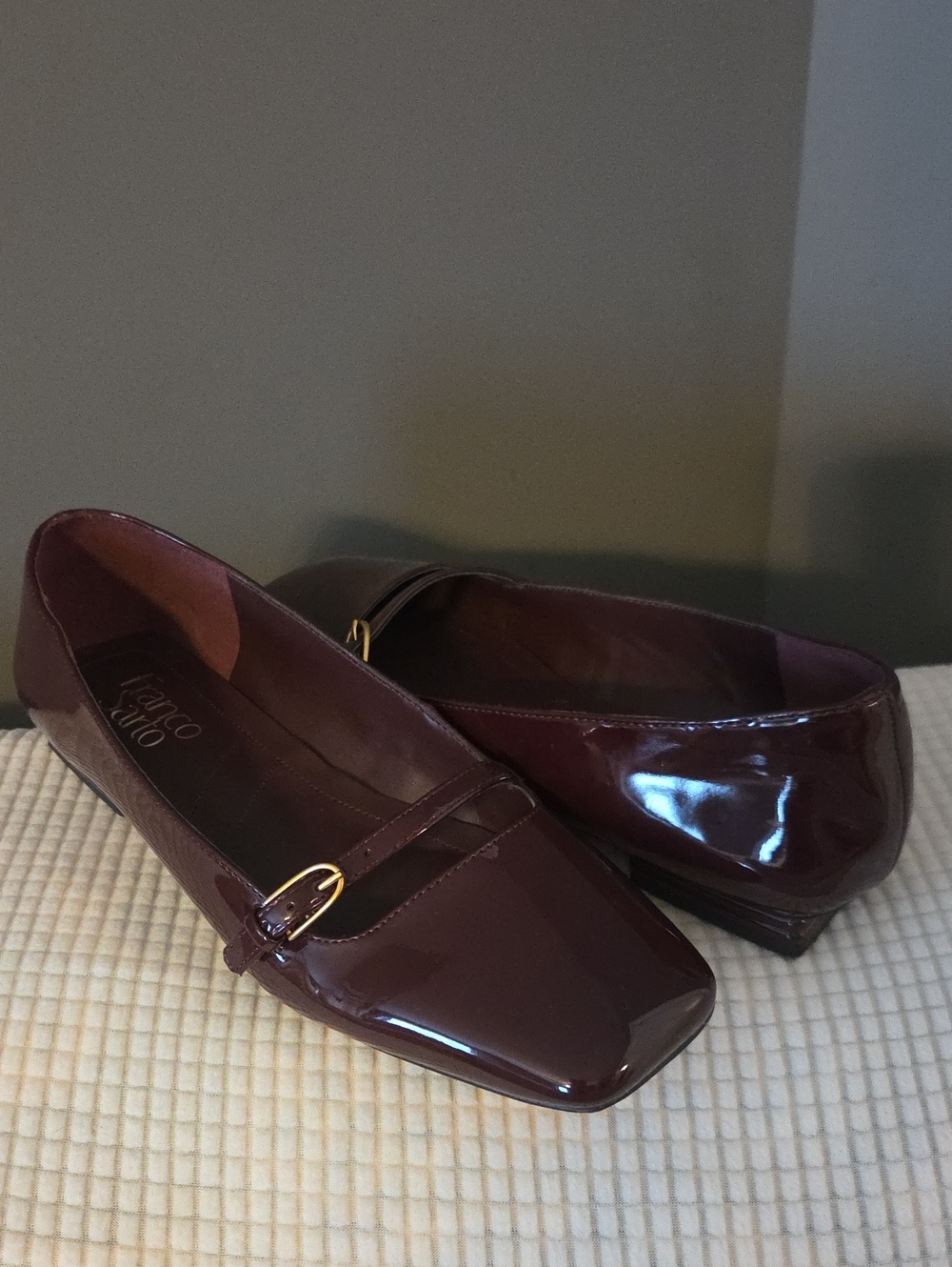 Franco Sarto Women's Tayana Mary Jane Flat In Garnet Patent Faux Leather